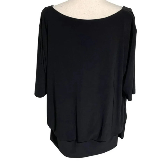 Collection Dress Barn 22/24 black draped neck silver sequined attached top - Picture 4 of 7